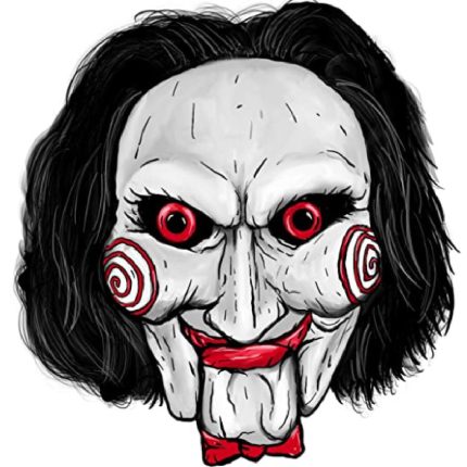 JIGSAW HEAD SHOT FUNNY CARTOON STICKER