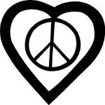 peace sign in a heart sticker decal