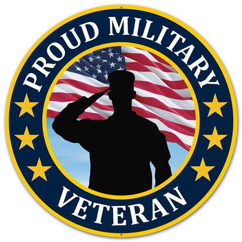 PROUD MILITARY VETERAN ROUND STICKER