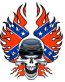 rebel skull with flaming wings