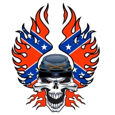 rebel skull with flaming wings