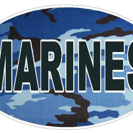 CAMO BLUE OVAL MARINES DECAL