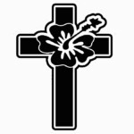Cross Hawaiian Flower sticker