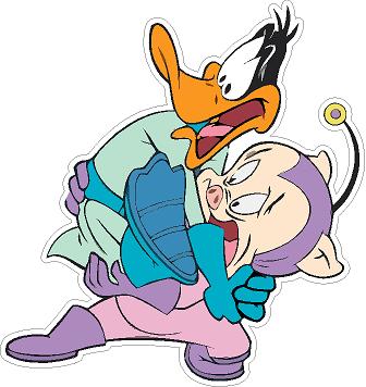 duck dodgers porky and daffy scared shitless sticker