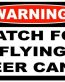 Flying Beer Cans Funny Warning Sticker Set