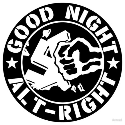 good night alt right b&w round sticker