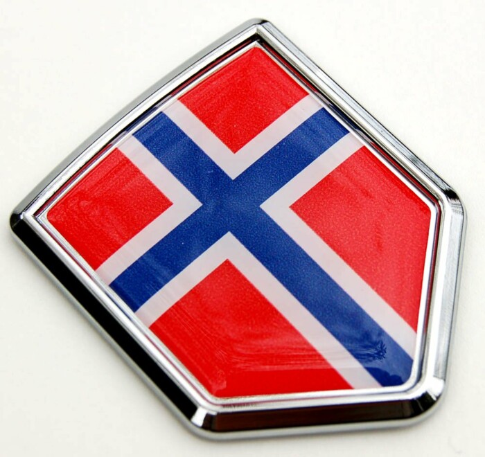 Norway Flag Crest Decal Car Chrome Emblem Sticker