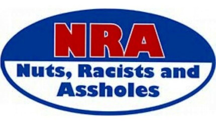 NRA OVAL NUTS RACISTS AND ASSHOLES STICKER