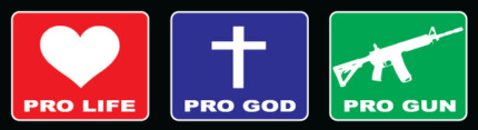 Pro Life God and Guns Bumper Sticker