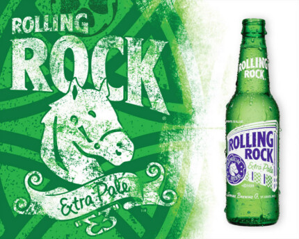 rolling rock logo and bottle sticker