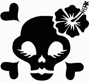Skull Hibiscus Flower Car Decal Sticker