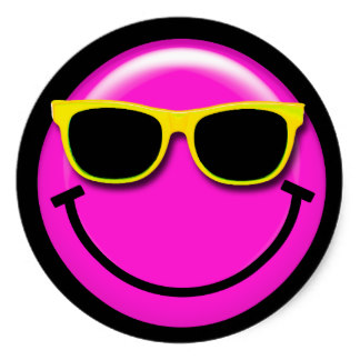 smile cool hot pink with shades round sticker