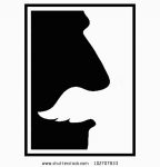 Black and White Rectangular Moustache Sticker
