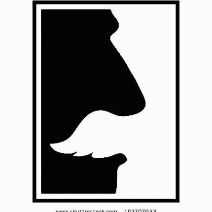 Black and White Rectangular Moustache Sticker