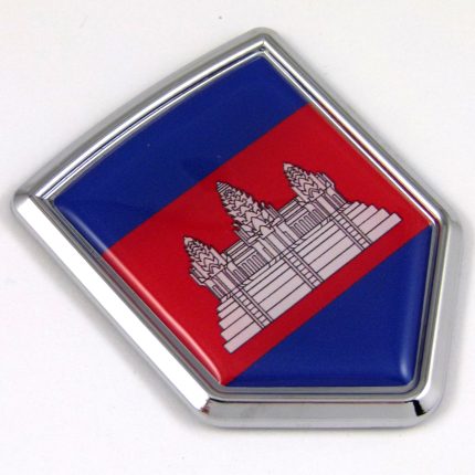 Cambodia 3D Adhesive Flag Crest Chrome Car Emblem