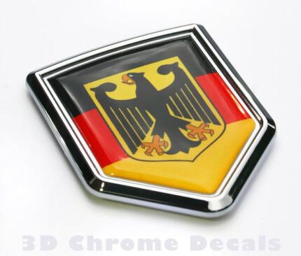 German Decal Germany Flag Crest Car Chrome Emblem Sticker