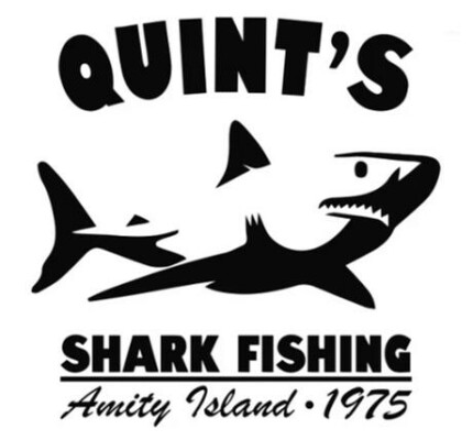 Jaws_Quints_Shark_Fishing_B&W Sticker