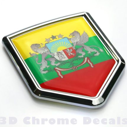 Lithuavania Flag Crest Emblem Chrome Car Decal Sticker