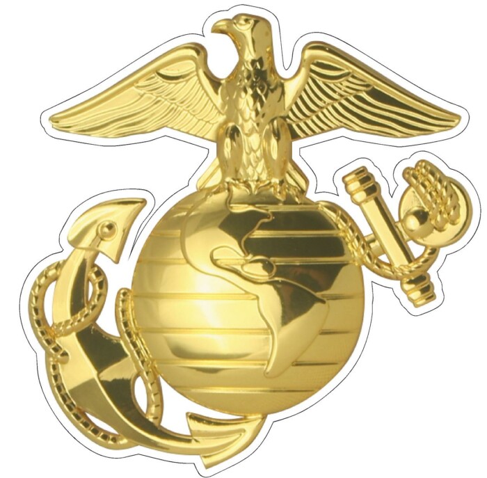 marines chrome gold logo sticker