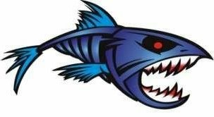 mean fish boat decal blue RIGHT