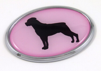 Rottweiler Pink Oval 3D Adhesive Chrome Emblem