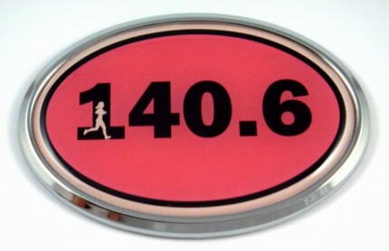 140.6 Pink Running Oval 3D Chrome Emblem