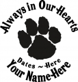 Always in Our Hearts Paw Print Sticker