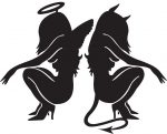 Angel and Devil Sitting Decal 1