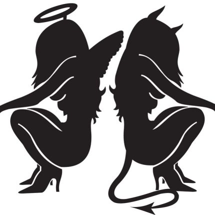 Angel and Devil Sitting Decal 1