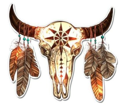 Cow Skull Trendy Native American Ethnic Spiritual Vinyl Sticker Waterproof Decal