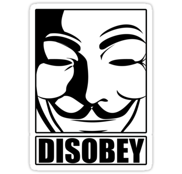 disobey funny mask sticker