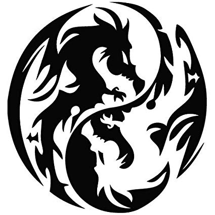 dragon yin yang die cut tribal decal