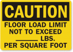 Floor Load Limit Caution Sign 2