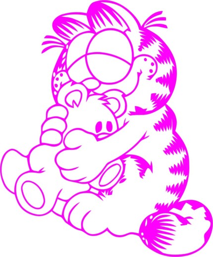 Garfield Hugging Teddy Diecut Sticker 2