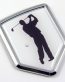 Golfer Logo 3D Shield Emblem Domed Sticker