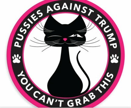 pussys against trump round sticker