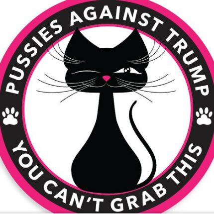 pussys against trump round sticker