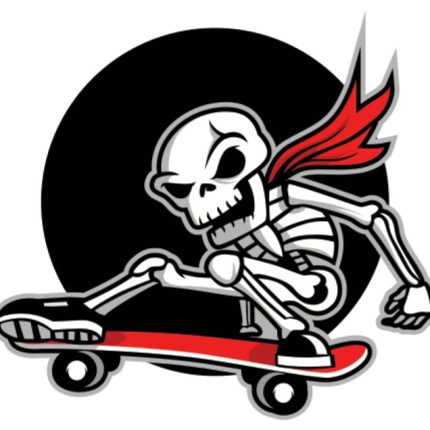 SKATER SUPERHERO SKULL STICKER