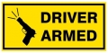 warning driver armed sticker