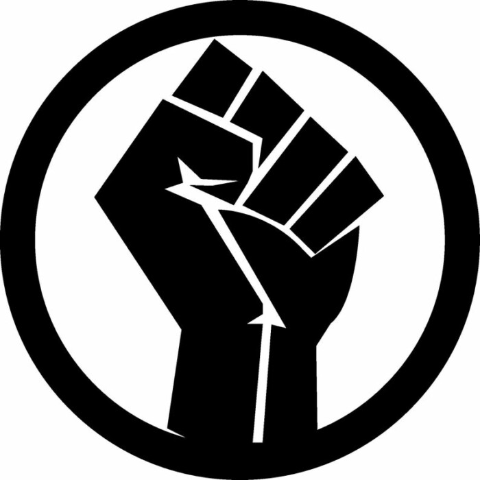 1 BLACK LIVES MATTER ROUND FIST B&W STICKER