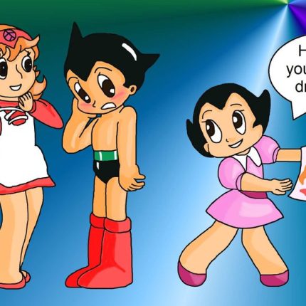 astro boy and girl friend sticker