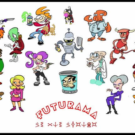 Futurama Characters Stylized Rectangular Sticker