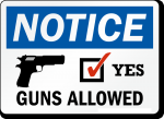 NOTICE GUNS ALLOWED STICKER