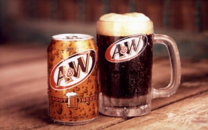 A&W Root Beer Can and Glass Rectangular Decal