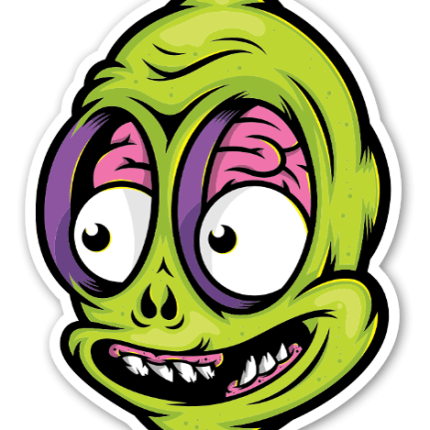 alien head with brains sticker