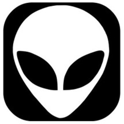 alien square black and white decal