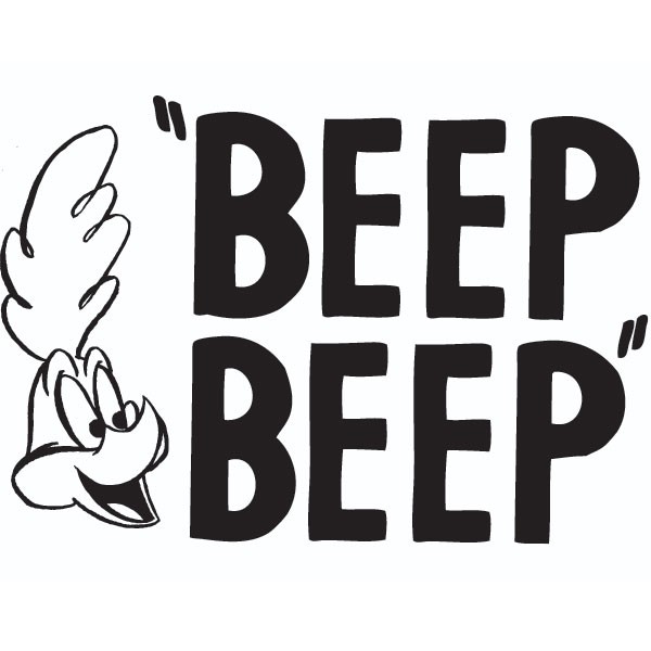 beep beep roadrunner die cut car decal