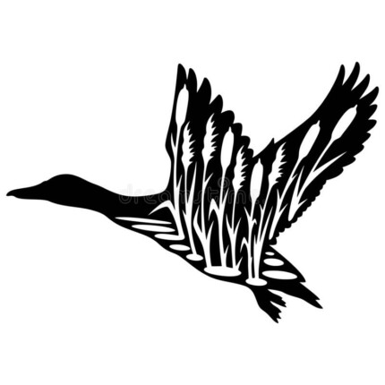duck-hunting-wildlife-stencils-silhouette-cattails die cut decal