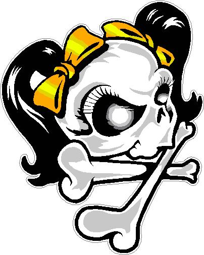 Girl Skull Yellow Ribbon Decal Sticker