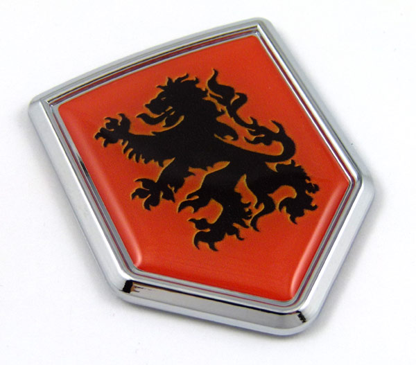 Holland Flag Crest 3D Adhesice Chrome Auto Emblem